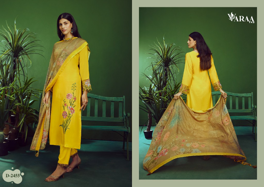 VARAA SAHELI WHOLESALE PURE BEMBERG MUSLIN PRETTY LOOK UNSTITCH SALWAR SUITS FOR EXPORT