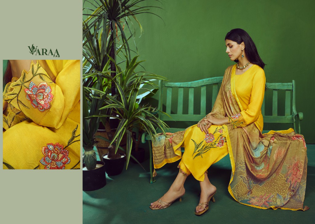 VARAA SAHELI WHOLESALE PURE BEMBERG MUSLIN PRETTY LOOK UNSTITCH SALWAR SUITS FOR EXPORT