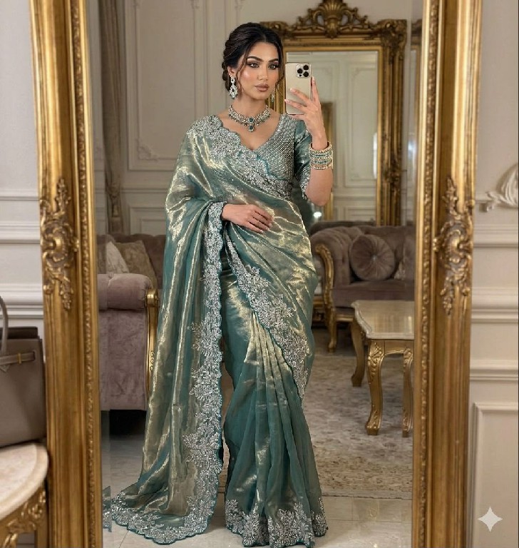 TEXTILEDEAL LAUNCH SOFT SPACE SATIN SILK BEAUTIFUL PARTY WEAR INDIAN SAREES FOR WOMEN ONLINE