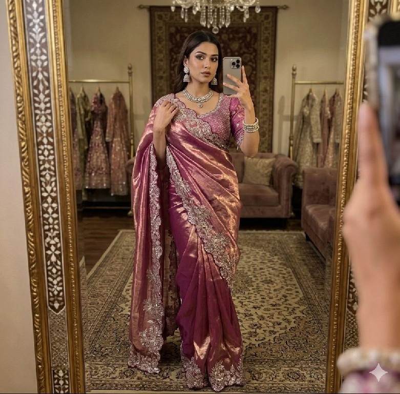 TEXTILEDEAL LAUNCH SOFT SPACE SATIN SILK BEAUTIFUL PARTY WEAR INDIAN SAREES FOR WOMEN ONLINE