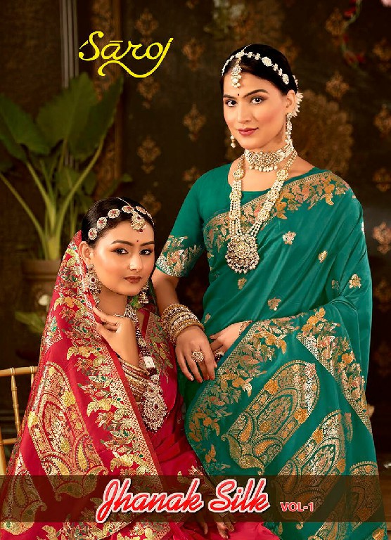 SAROJ JHANAK SILK VOL 1 WHOLESALE PURE SILK FESTIVE WEAR INDIAN SAREES FOR WOMEN ONLINE