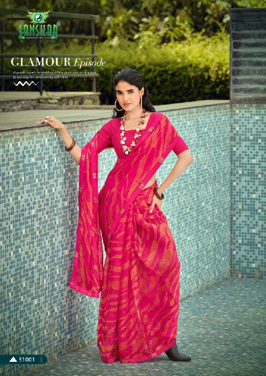SANSKAR TEX SUBHRANG WHOLESALE WEAVING PATTERN CHIFFON SAREES FOR WOMEN ONINE