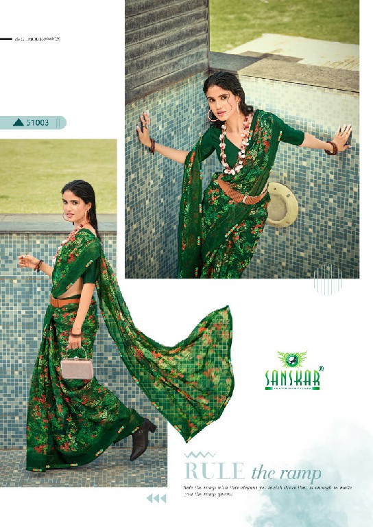 SANSKAR TEX SUBHRANG WHOLESALE WEAVING PATTERN CHIFFON SAREES FOR WOMEN ONINE