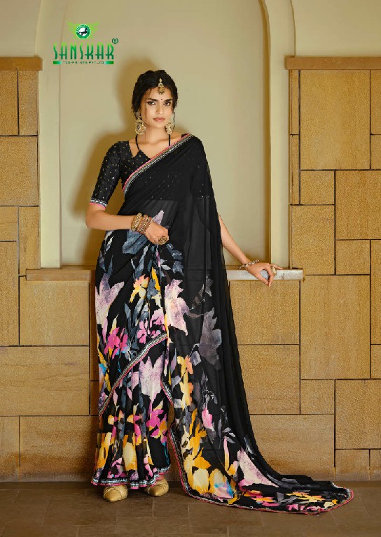 SANSKAR TEX ARJUNA WHOLESALE BEMBERG GEORGETTE FANCY INDIAN SAREES FOR WOMEN EXPORTER