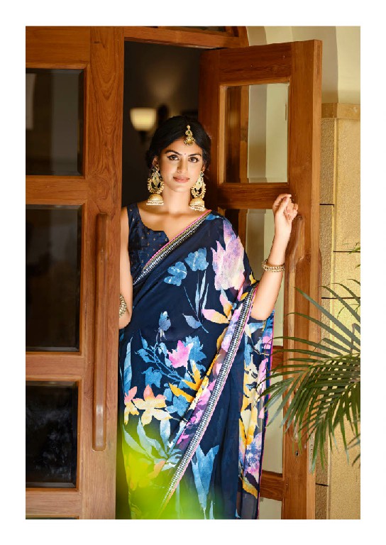 SANSKAR TEX ARJUNA WHOLESALE BEMBERG GEORGETTE FANCY INDIAN SAREES FOR WOMEN EXPORTER