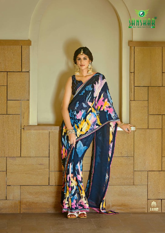 SANSKAR TEX ARJUNA WHOLESALE BEMBERG GEORGETTE FANCY INDIAN SAREES FOR WOMEN EXPORTER
