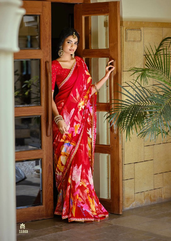 SANSKAR TEX ARJUNA WHOLESALE BEMBERG GEORGETTE FANCY INDIAN SAREES FOR WOMEN EXPORTER