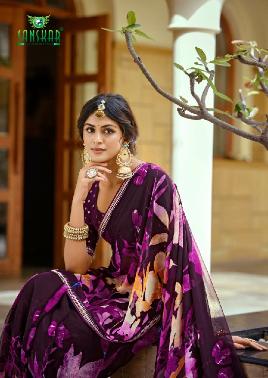 SANSKAR TEX ARJUNA WHOLESALE BEMBERG GEORGETTE FANCY INDIAN SAREES FOR WOMEN EXPORTER
