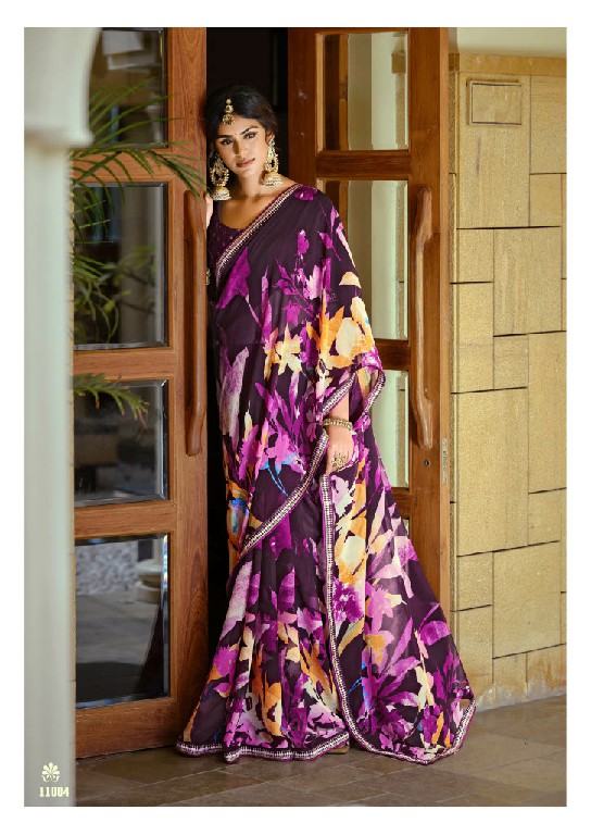 SANSKAR TEX ARJUNA WHOLESALE BEMBERG GEORGETTE FANCY INDIAN SAREES FOR WOMEN EXPORTER