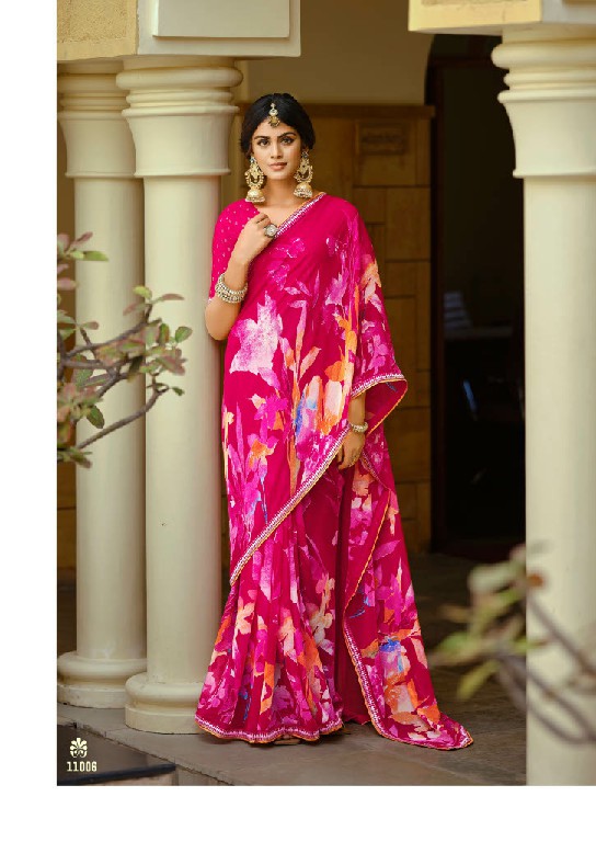 SANSKAR TEX ARJUNA WHOLESALE BEMBERG GEORGETTE FANCY INDIAN SAREES FOR WOMEN EXPORTER