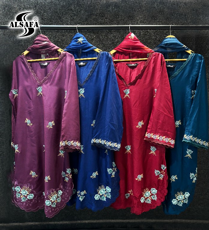 ALSAFA D.NO 3191 WHOLESALE READYMADE VISCOSE RAYON COTTON PAKISTANI 3 PCS SUITS EXPORTER