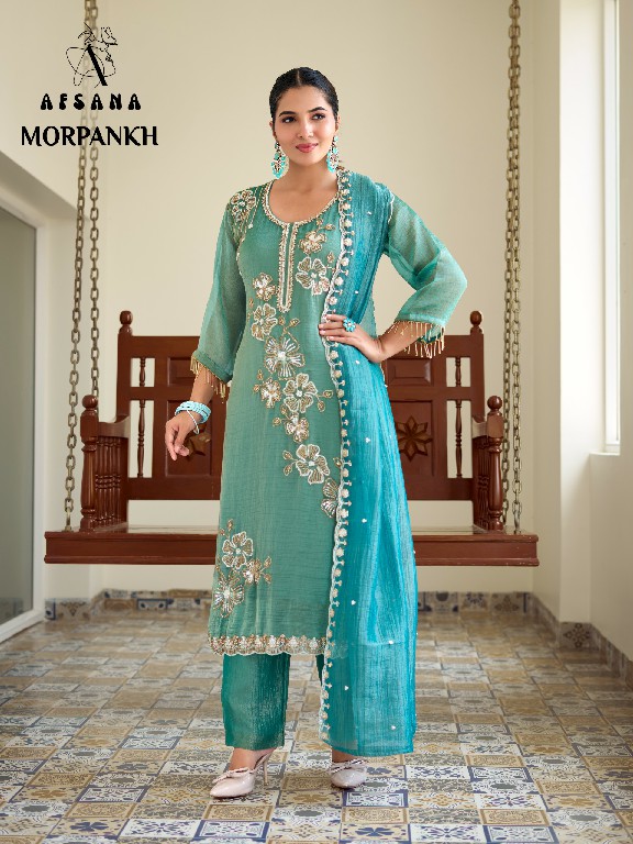 AFSANA MORPANKH WHOLESALE READYMADE SALSA WITH WORK DESIGNER LOOK 3 PCS COMBO SET SUITS EXPORTER
