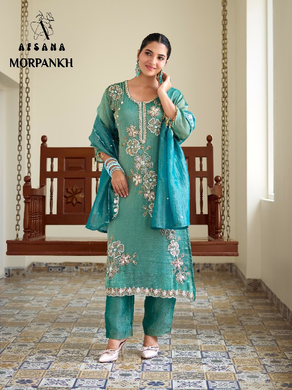 AFSANA MORPANKH WHOLESALE READYMADE SALSA WITH WORK DESIGNER LOOK 3 PCS COMBO SET SUITS EXPORTER