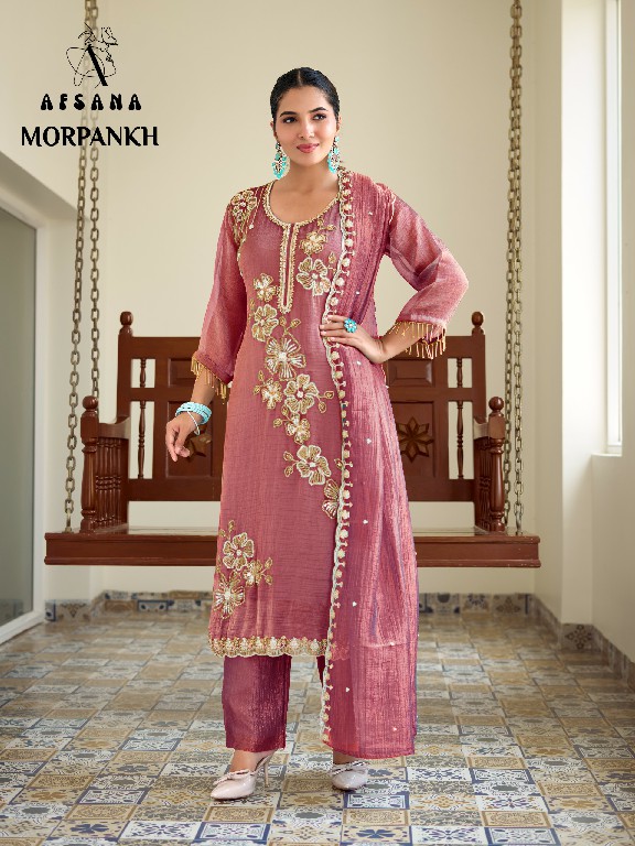 AFSANA MORPANKH WHOLESALE READYMADE SALSA WITH WORK DESIGNER LOOK 3 PCS COMBO SET SUITS EXPORTER