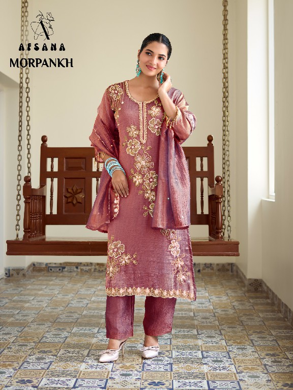 AFSANA MORPANKH WHOLESALE READYMADE SALSA WITH WORK DESIGNER LOOK 3 PCS COMBO SET SUITS EXPORTER