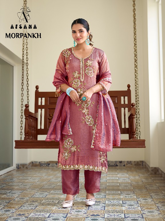 AFSANA MORPANKH WHOLESALE READYMADE SALSA WITH WORK DESIGNER LOOK 3 PCS COMBO SET SUITS EXPORTER