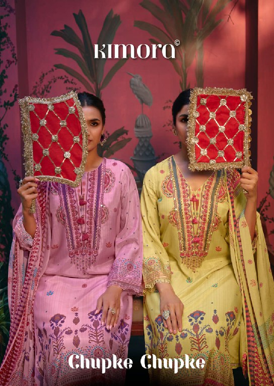 KIMORA CHUPKE CHUPKE WHOLESALE PURE MUSLIN AMAZING DESIGN UNSTITCH SALWAR SUITS SUPPLIER