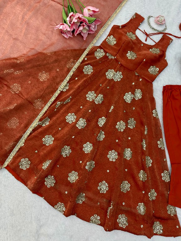 TEXTILEDEAL D.NO 6071 WHOLESALE READYMADE KARISHMA SILK PARTY WEAR ANARKALI 3 PCS SUITS EXPORTER