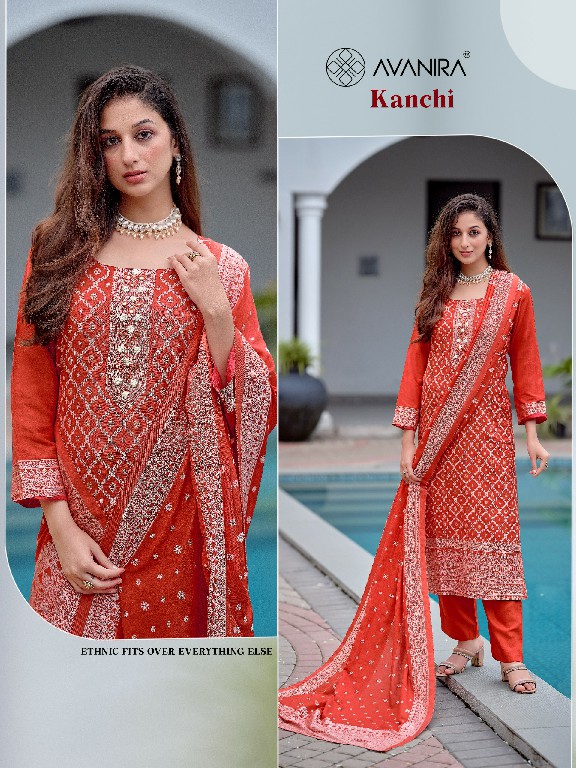 AVANIRA KANCHI WHOLESALE READYMADE VISCOSE JACQUARD FESTIVE WEAR 3 PCS COMBO SET SUITS EXPORTER