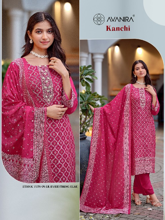 AVANIRA KANCHI WHOLESALE READYMADE VISCOSE JACQUARD FESTIVE WEAR 3 PCS COMBO SET SUITS EXPORTER