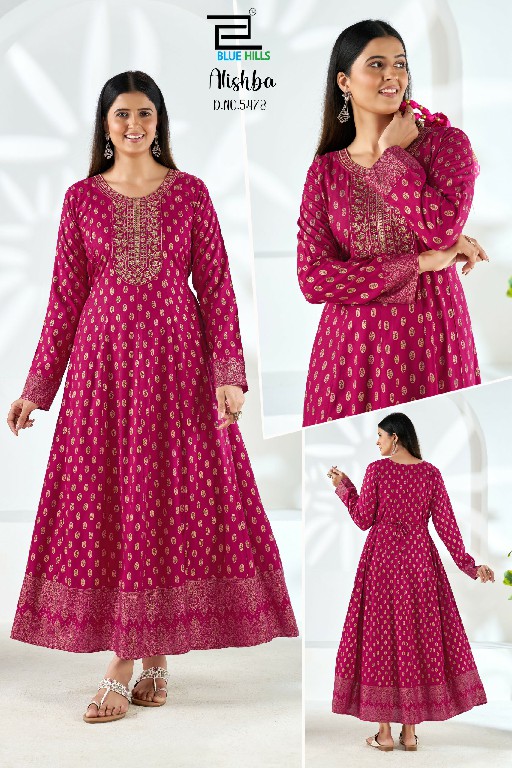BLUE HILLS ALISHBA WHOLESALE READYMADE RAYON BIG SIZE ETHNIC WEAR ANARKALI GOWN COMBO FOR EXPORT