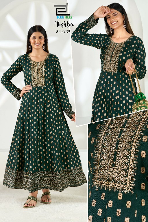 BLUE HILLS ALISHBA WHOLESALE READYMADE RAYON BIG SIZE ETHNIC WEAR ANARKALI GOWN COMBO FOR EXPORT