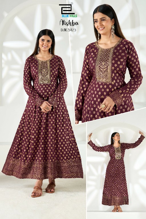 BLUE HILLS ALISHBA WHOLESALE READYMADE RAYON BIG SIZE ETHNIC WEAR ANARKALI GOWN COMBO FOR EXPORT