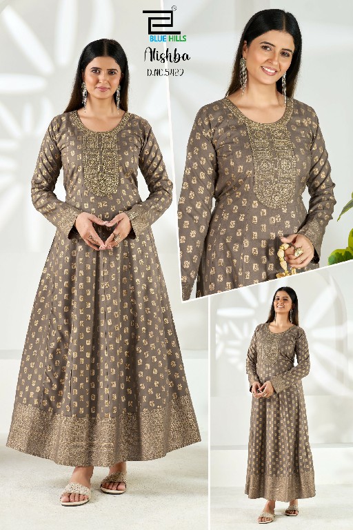 BLUE HILLS ALISHBA WHOLESALE READYMADE RAYON BIG SIZE ETHNIC WEAR ANARKALI GOWN COMBO FOR EXPORT