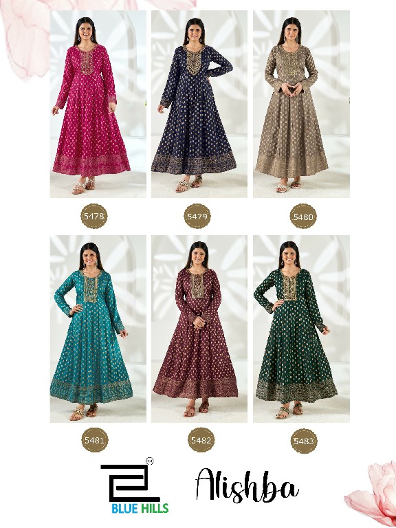BLUE HILLS ALISHBA WHOLESALE READYMADE RAYON BIG SIZE ETHNIC WEAR ANARKALI GOWN COMBO FOR EXPORT