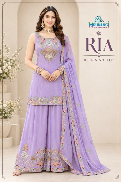 MRUDANGI RIA WHOLESALE READYMADE REAL VISCOSE CHINON OCCASION WEAR 3 PCS SUITS FOR EXPORT