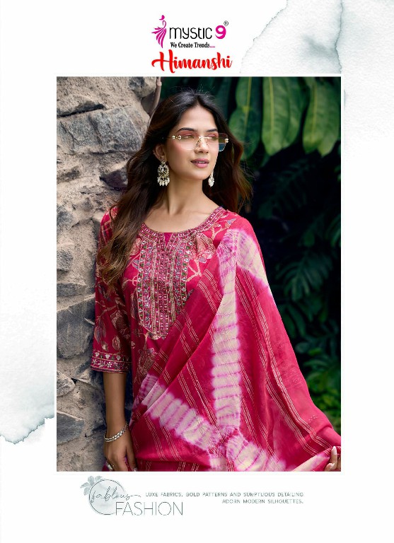 MYSTIC 9 HIMANSHI VOL 1 WHOLESALE READYMADE MUSLIN FOIL PRINT EXCLUSIVE 3 PCS SUITS SUPPLIER