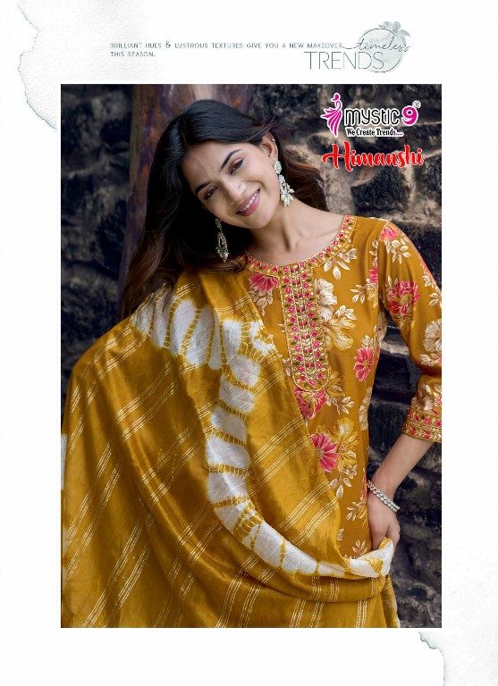 MYSTIC 9 HIMANSHI VOL 1 WHOLESALE READYMADE MUSLIN FOIL PRINT EXCLUSIVE 3 PCS SUITS SUPPLIER