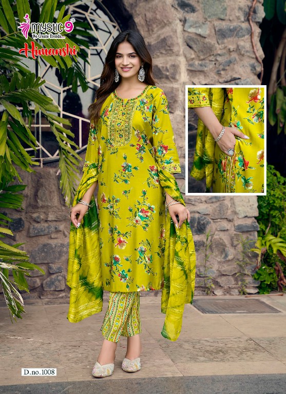 MYSTIC 9 HIMANSHI VOL 1 WHOLESALE READYMADE MUSLIN FOIL PRINT EXCLUSIVE 3 PCS SUITS SUPPLIER