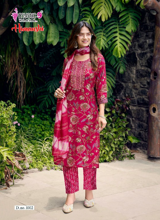 MYSTIC 9 HIMANSHI VOL 1 WHOLESALE READYMADE MUSLIN FOIL PRINT EXCLUSIVE 3 PCS SUITS SUPPLIER