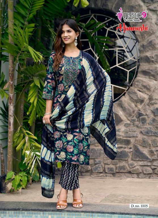 MYSTIC 9 HIMANSHI VOL 1 WHOLESALE READYMADE MUSLIN FOIL PRINT EXCLUSIVE 3 PCS SUITS SUPPLIER
