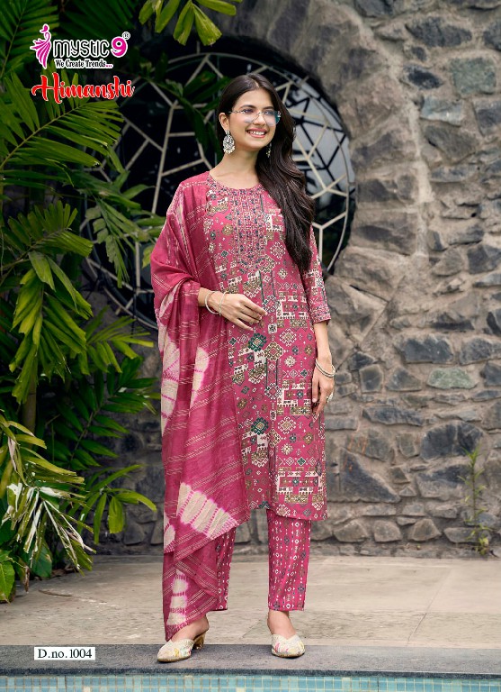 MYSTIC 9 HIMANSHI VOL 1 WHOLESALE READYMADE MUSLIN FOIL PRINT EXCLUSIVE 3 PCS SUITS SUPPLIER