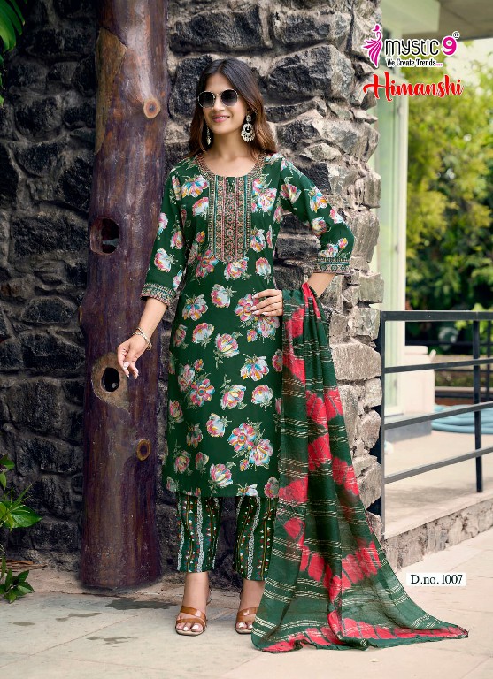 MYSTIC 9 HIMANSHI VOL 1 WHOLESALE READYMADE MUSLIN FOIL PRINT EXCLUSIVE 3 PCS SUITS SUPPLIER