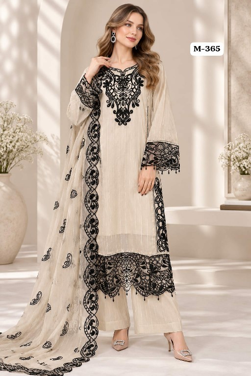 TEXTILEDEAL D.NO M-365 WHOLESALE READYMADE ORGANZA PATTERN PAKISTANI BEAUTIFUL 3 PCS COMBO SET SUITS EXPORTER