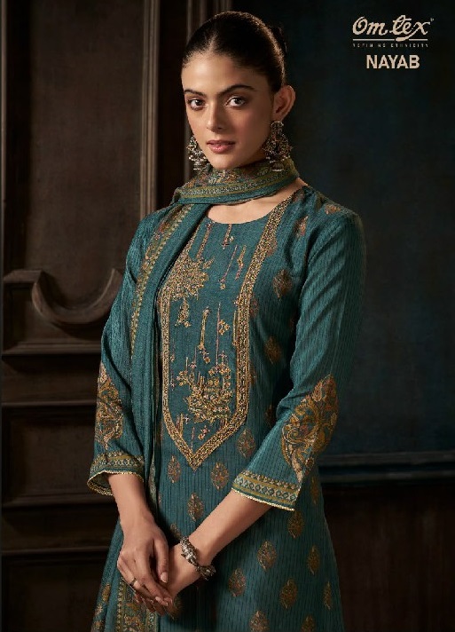 OMTEX NAYAB WHOLESALE READYMADE RADIANT SILK ELEGANT UNSTITCH SALWAR SUITS SUPPLIER