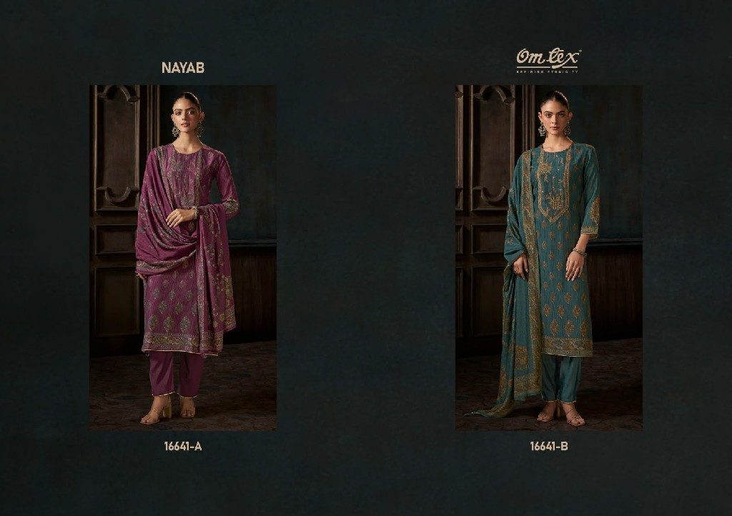OMTEX NAYAB WHOLESALE READYMADE RADIANT SILK ELEGANT UNSTITCH SALWAR SUITS SUPPLIER