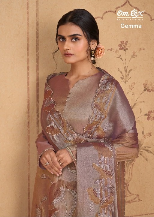 OMTEX GEMMA WHOLESALE ARIES SILK EMBROIDERY WORK UNSTITCH SALWAR SUITS FOR EXPORT