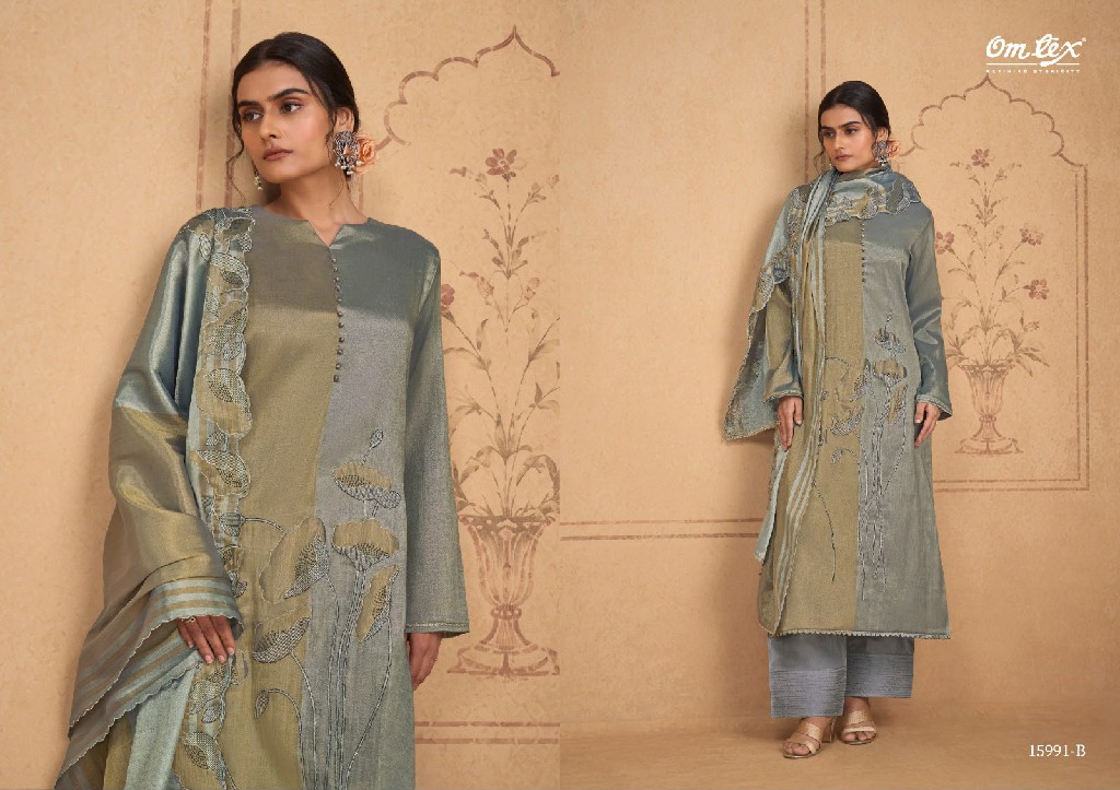 OMTEX GEMMA WHOLESALE ARIES SILK EMBROIDERY WORK UNSTITCH SALWAR SUITS FOR EXPORT