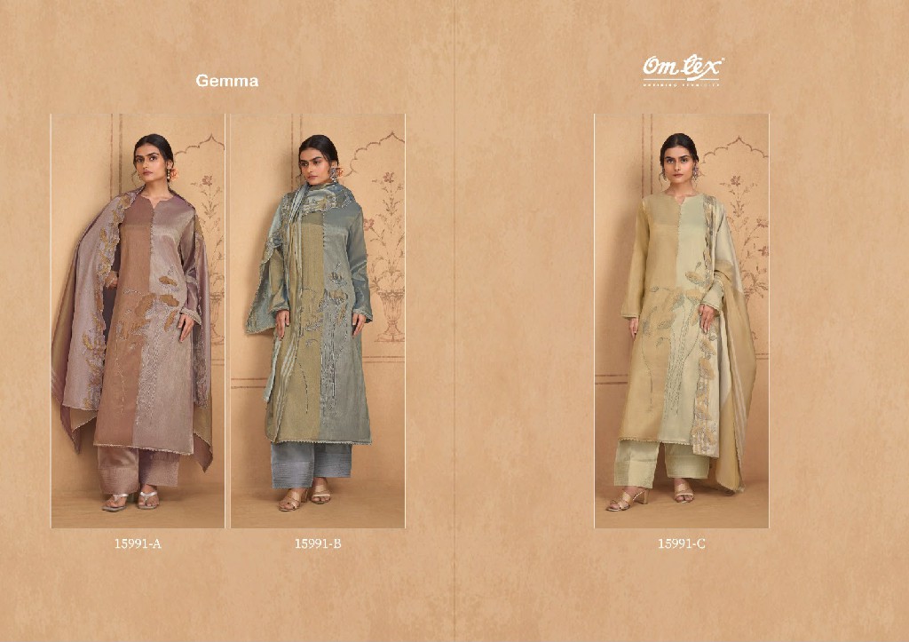 OMTEX GEMMA WHOLESALE ARIES SILK EMBROIDERY WORK UNSTITCH SALWAR SUITS FOR EXPORT