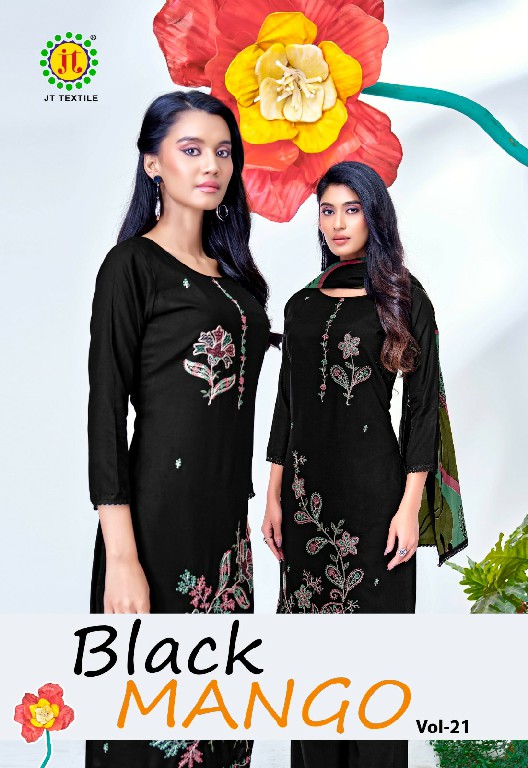 JT BLACK MANGO VOL 21 WHOLESALERAYON WITH WORK FANCY DRESS MATERIAL ONLINE