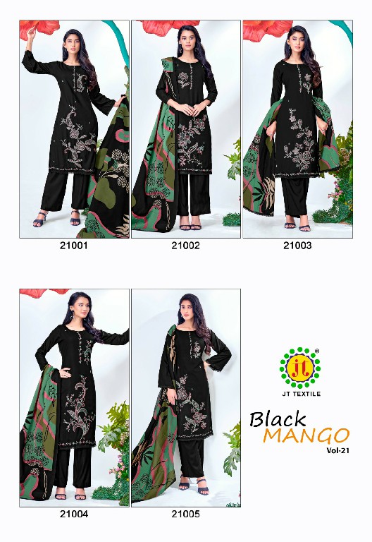 JT BLACK MANGO VOL 21 WHOLESALERAYON WITH WORK FANCY DRESS MATERIAL ONLINE