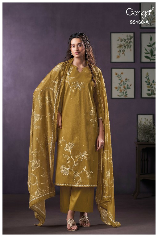 GANGA SHAUNA S5168 WHOLESALE PREMIUM CORDUROY FANCY DESIGN UNSTITCH SALWAR SUITS SUPPLIER