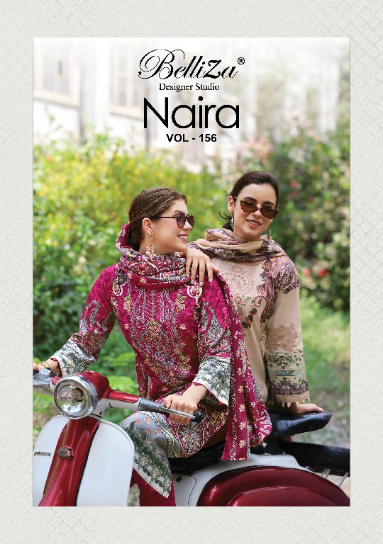 BELLIZA NAIRA VOL 156 WHOLESALE PURE COTTON EXCLUSIVE DESIGN UNSTITCH SALWAR SUITS SUPPLIER