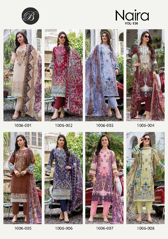BELLIZA NAIRA VOL 156 WHOLESALE PURE COTTON EXCLUSIVE DESIGN UNSTITCH SALWAR SUITS SUPPLIER