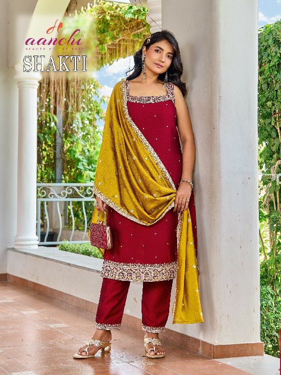 AANCHI SHAKTI WHOLESALE READYMADE VICHITRA SILK SPEGHETTI STYLE 3 PCS SUITS EXPORTER