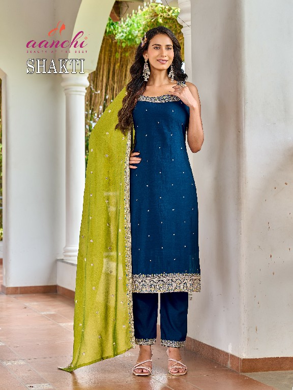 AANCHI SHAKTI WHOLESALE READYMADE VICHITRA SILK SPEGHETTI STYLE 3 PCS SUITS EXPORTER